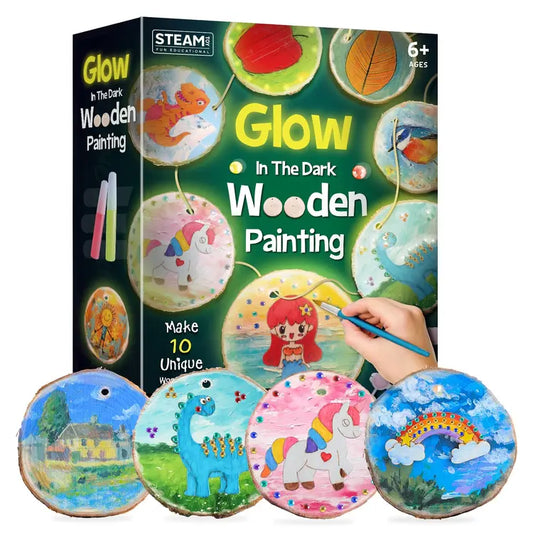 Glow in The Dark Wooden Painting Kit - Creative Arts & Crafts for Kids Age 6-12