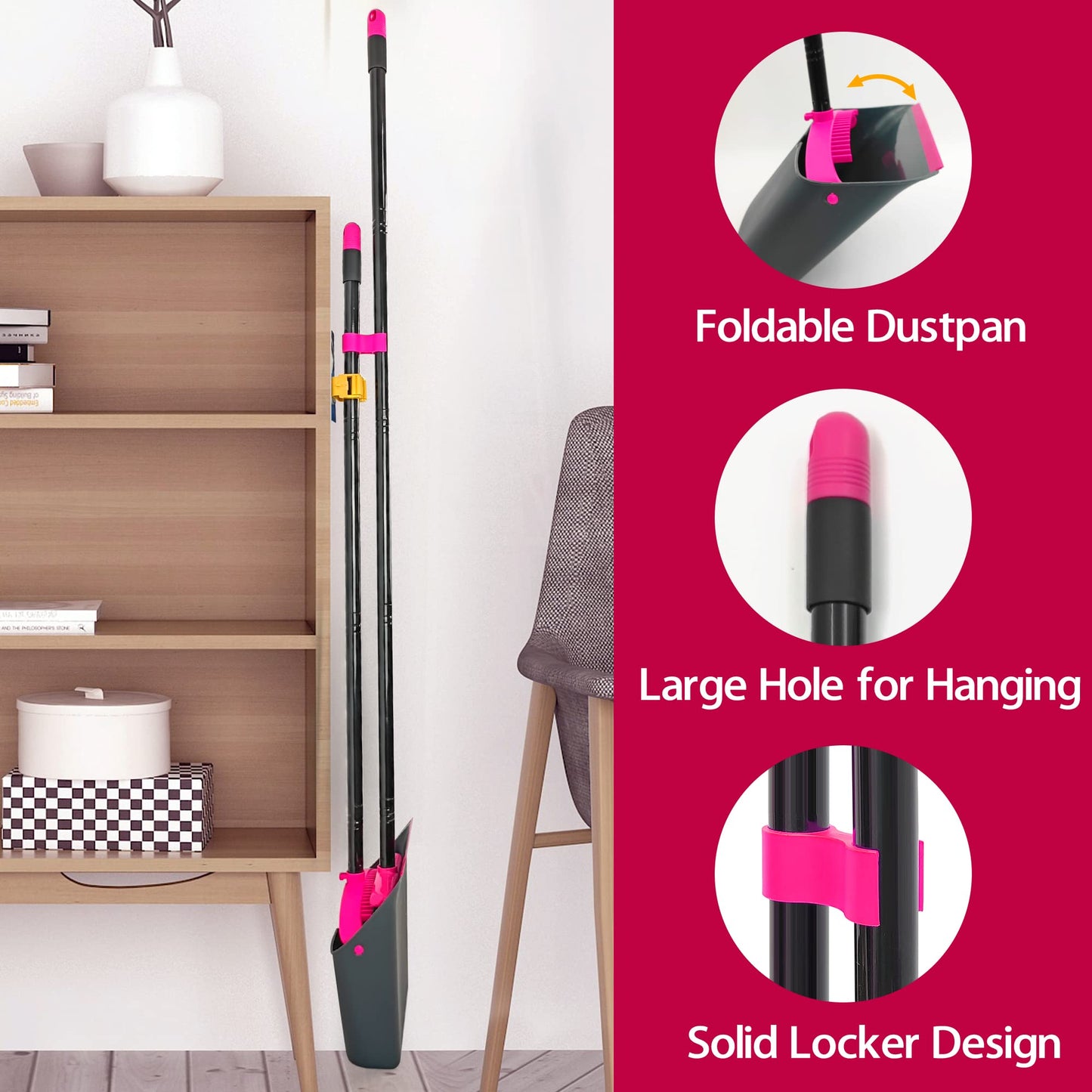 Pink Broom and Dustpan Set