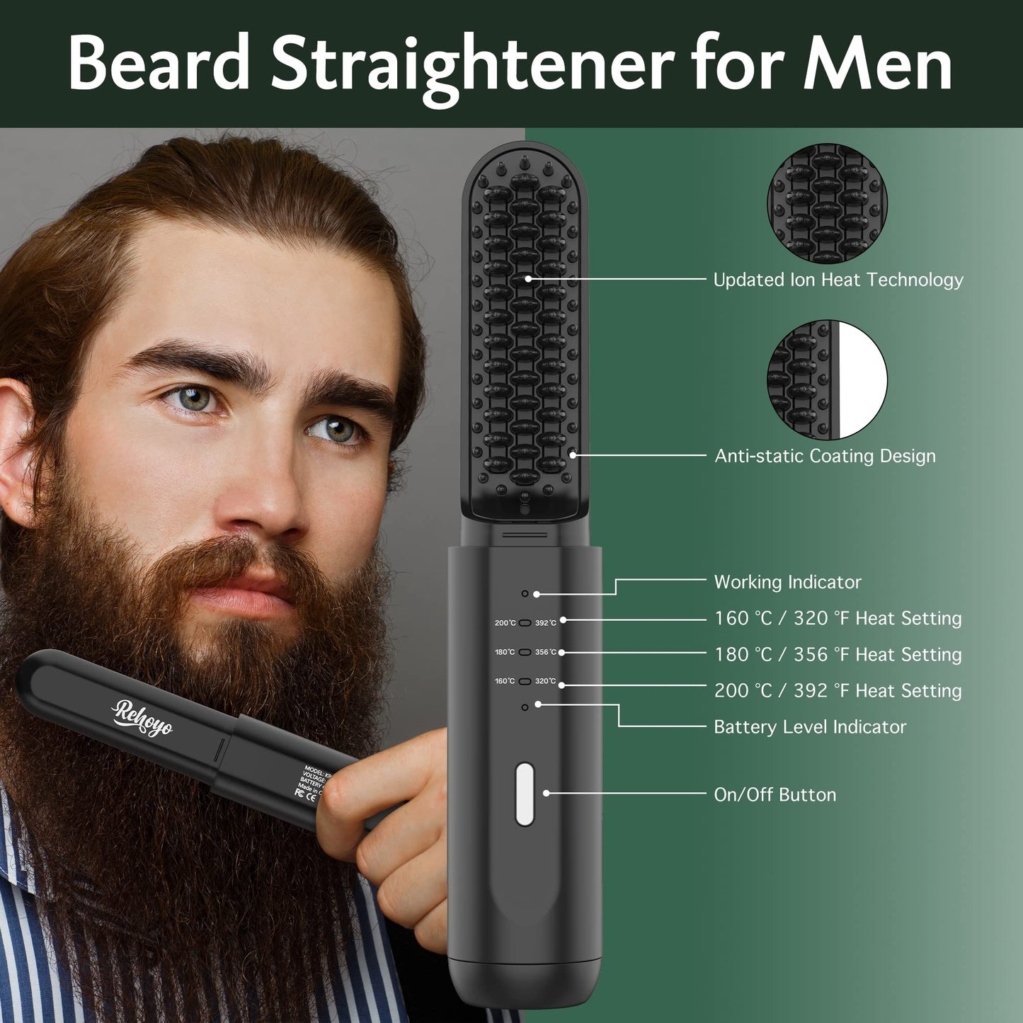 Cordless  Beard Straightener Brush