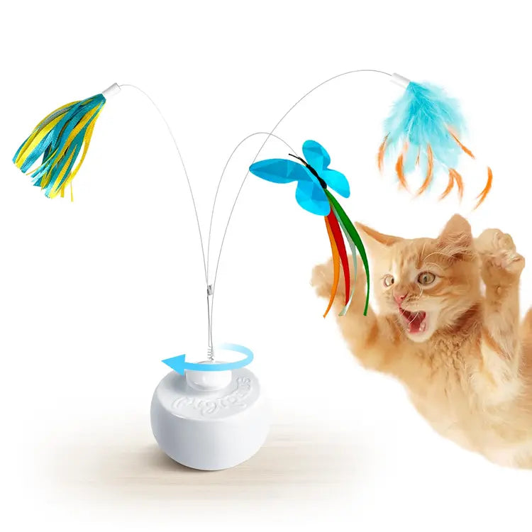 Interactive Cat Toy with Spinning Butterfly & Feathers