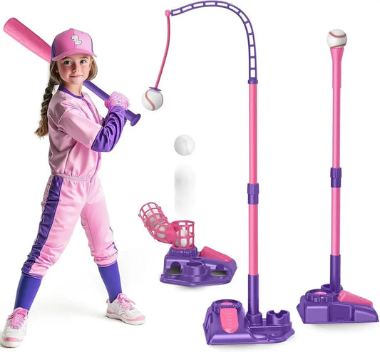 ⚾ 3-in-1 Kids Tee Ball Set with Batting Tee, Pitching Machine & Retractable Bat ⚾