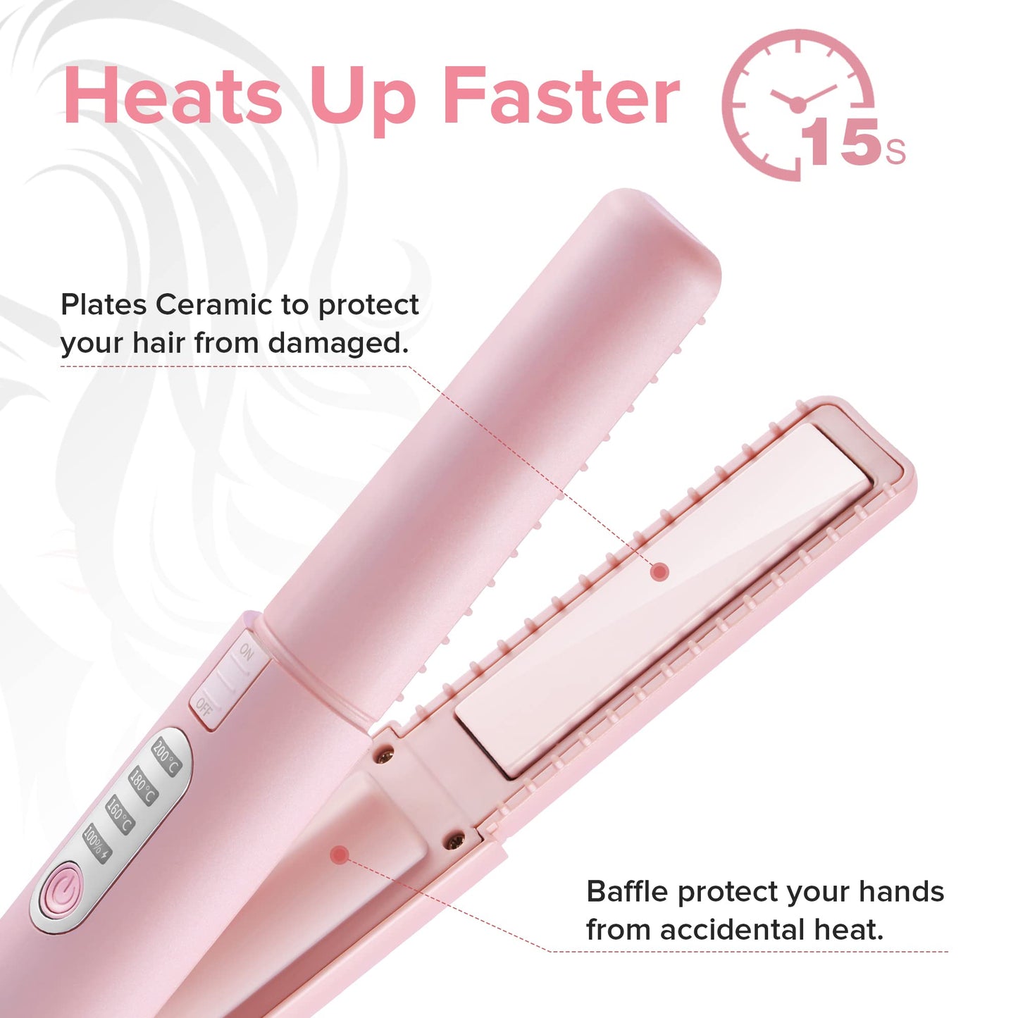 One Size Cordless Hair Straightener and Curler - Pink