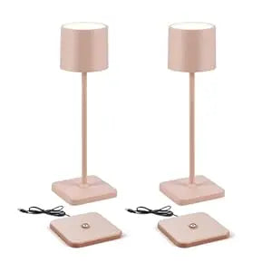 2 Pack Cordless Rechargeable LED Table Lamps - Pink